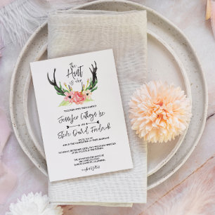 Rustic Watercolor Blommigt Boho Hunt är Över Bröll Inbjudningar