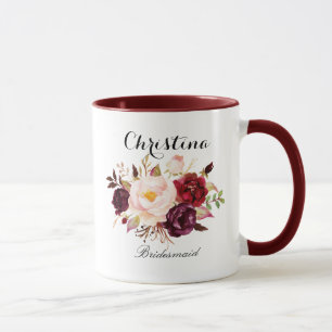 Rustic Watercolor Blommigt Bridesmaid Mugg