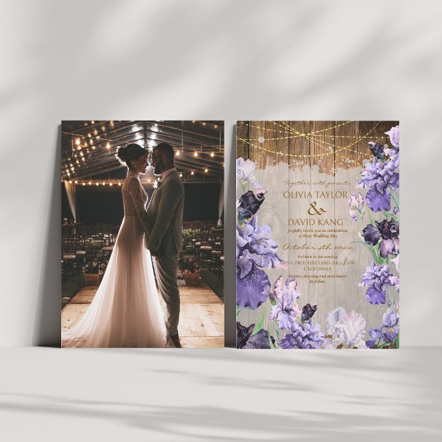 Rustic Watercolor Blommigt Bröllop Photo Inbjudningar (Skapare uppladdad)