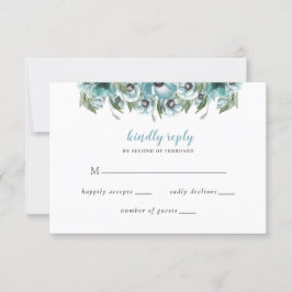 Rustic Watercolor Blommigt Dusty Blue Bröllop OSA Kort