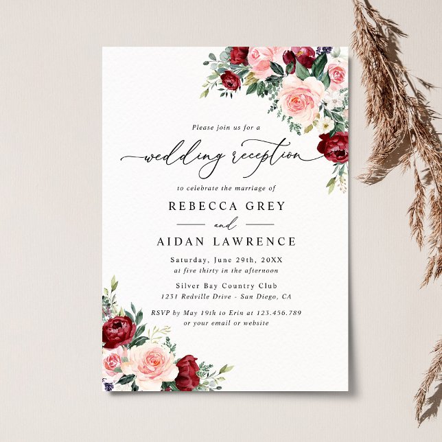 Rustic Watercolor Blommigt Wedding Reception Inbjudningar (Skapare uppladdad)