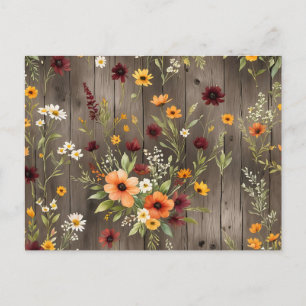 Rustic Watercolor-Blommigtar med Wildblommor Vykort