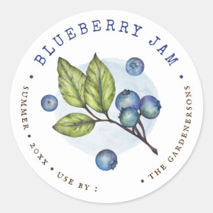 Rustic Watercolor Blueberry Sylt Classic Round Runt Klistermärke