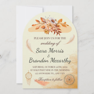Rustic Watercolor Bohemian Wedding Card Inbjudningar