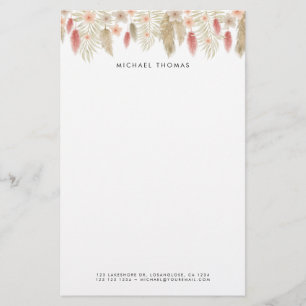 Rustic Watercolor Boho Blommigt Personlig Brevpapper