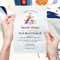 Rustic Watercolor Boho Tipi Tält Bröllop
