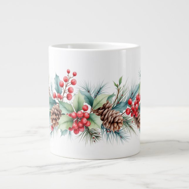 Rustic Watercolor Border Jumbo Mugg (Framsidan)