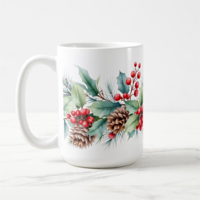 Rustic Watercolor Border Kaffemugg (Vänster)
