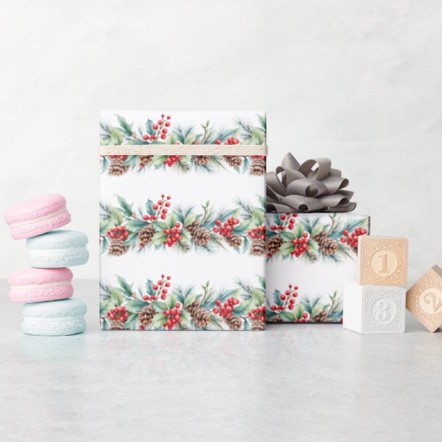 Rustic Watercolor Border Presentpapper (Baby Shower)