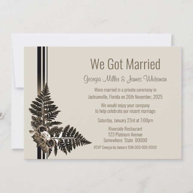 Rustic Watercolor Botanical Blommigt Elopement Inbjudningar (Framsida)