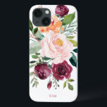 Rustic Watercolor Botanical med Monogram<br><div class="desc">Den här botaniska designen har ett vackert feminin med rustisk charm och har en bukett av ro, blandade blommor och grönska i trendiget färg med burgundy, rosa och rostfri orange med efterföljande grönenergi. En textmall ingår för att anpassa den här designen med initialer, namn eller annan önskad monogramtext som skapar...</div>