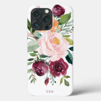 Rustic Watercolor Botanical med Monogram