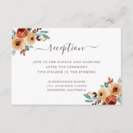 Rustic Watercolor Botanical Wedding Reception Tilläggskort