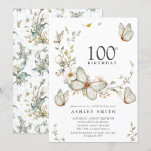 Rustic Watercolor Butterfly 100:e Födelsedagsfeste