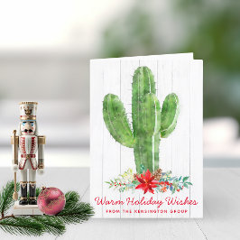 Rustic Watercolor Cactus Corporate Helgdag Helgkort