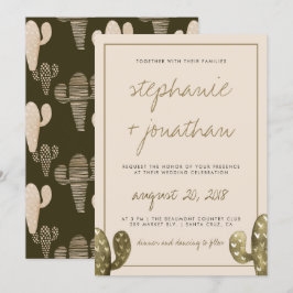 Rustic Watercolor Cactus Wedding bjudande Inbjudningar
