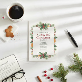 Rustic Watercolor Christmas Invitation Inbjudningar