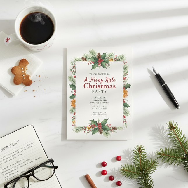 Rustic Watercolor Christmas Invitation Inbjudningar (Rustic Watercolor Christmas Invitation)