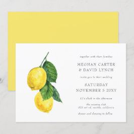 Rustic Watercolor Citrus Lemon Bröllop Inbjudningar