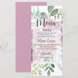 Rustic Watercolor Dusty Ro & Burgundy Bröllop Meny