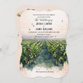 Rustic Watercolor Elegant Vineyard Bröllop Inbjudningar