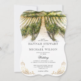 Rustic Watercolor Elegant Vineyard Bröllop Inbjudningar