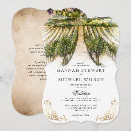 Rustic Watercolor Elegant Vineyard Bröllop Inbjudningar