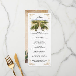 Rustic Watercolor Elegant Vineyard Bröllop Meny
