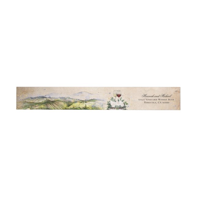 Rustic Watercolor Elegant Vineyard Etikettband (Individual)