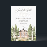Rustic Watercolor English Manor House Spara Datumet<br><div class="desc">Meddela din bröllop-dejt till familj och vänner med det här anpassadet spara datumkortet. Den har en scenisk vattenfärgad illustration av en klassisk engelsk manor med gröna ytor och fågelaccenter. Anpassa den här klassiska spara datumkortet genom att lägga till din egen bröllop-information. Den här vattenfärgsbesparingen är perfekt för vår, höst och...</div>