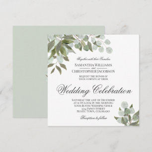 Rustic Watercolor Eucalyptus & Greenery Bröllop Inbjudningar