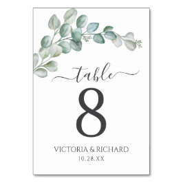 Rustic Watercolor Eucalyptus Greenery Wedding Bordsnummer