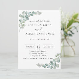 Rustic Watercolor Eucalyptus Greenery Wedding Inbjudningar