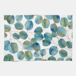 Rustic Watercolor Eucalyptus Lövs Kökshandduk