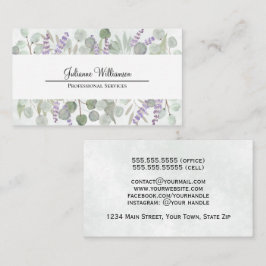 Rustic Watercolor Eucalyptus och Lavender Söt Visitkort