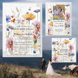 Rustic Watercolor Fall Wildblommor Photo Inbjudningar