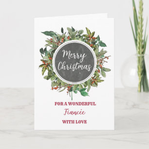 Rustic Watercolor Fiancée God jul Kort