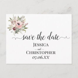 rustic watercolor floral bouquet meddelande vykort