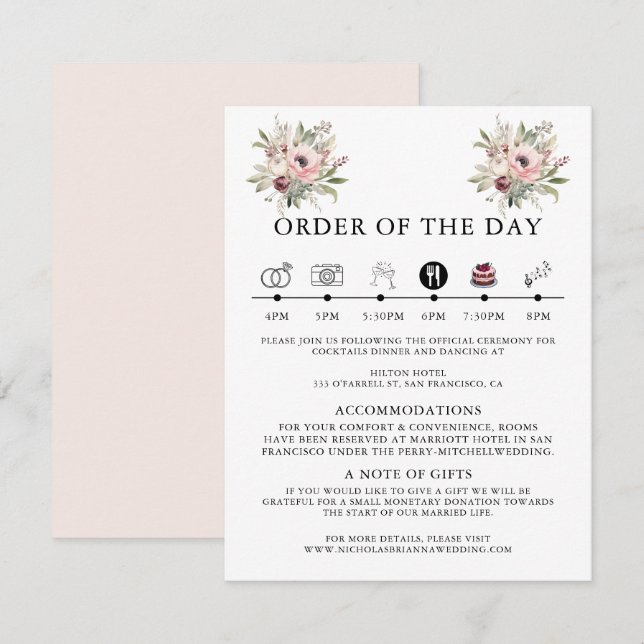 rustic watercolor floral bouquet tilläggskort (Fram/baksida)