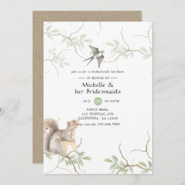 Rustic Watercolor Forest Bridesmaids Luncheon Inbjudningar