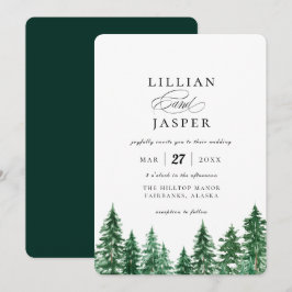 Rustic Watercolor Forest Bröllop Inbjudningar