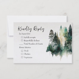 Rustic Watercolor Forest Bröllop OSA Kort