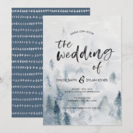 Rustic Watercolor Forest Wedding-inbjudan Inbjudningar