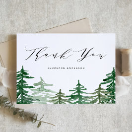 Rustic Watercolor Forest Woodland Birthday Tack Kort