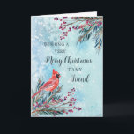 Rustic Watercolor Friend God jul Kort<br><div class="desc">God jul för vänkort med vintern vattenfärgsblad,  kardinal och tankfull vers.</div>