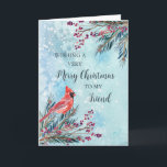 Rustic Watercolor Friend God jul Kort<br><div class="desc">God jul för vänkort med vintern vattenfärgsblad,  kardinal och tankfull vers.</div>