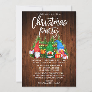 Rustic Watercolor Gnomes Ljus jul Party Inbjudningar