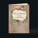 Rustic Watercolor Grandfather God jul Kort<br><div class="desc">God jul för farfartkort i mönster i rustiskt trä och vattenfärgade blommor och löv.</div>