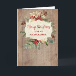 Rustic Watercolor Grandfather God jul Kort<br><div class="desc">God jul för farfartkort i mönster i rustiskt trä och vattenfärgade blommor och löv.</div>