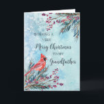 Rustic Watercolor Grandfather God jul Kort<br><div class="desc">God jul för farfartkort med vintern vattenfärgsblad,  kardinal och tankfull vers.</div>